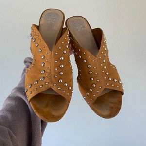 Vince Camuto Western Suede Mustard Heel Sandals